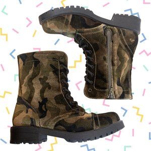 Velvet Camo Combat Boots